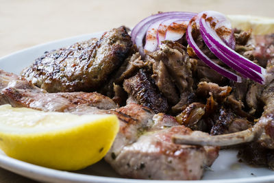 Close-up of meal served in plate