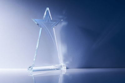 Close up of star shape crystal trophy