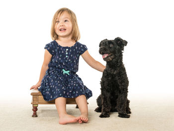 Portrait of a girl with dog