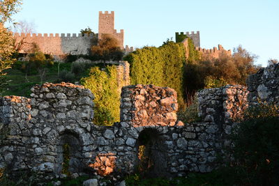 View of old ruin building against clear sky