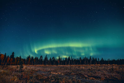 Panoramic view of landscape against sky at night
