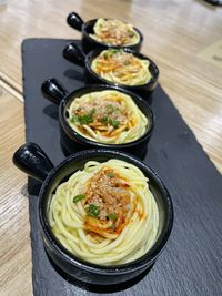 High angle view of food on table