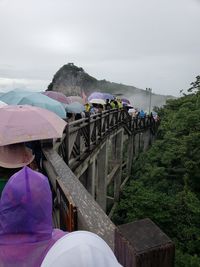 Rear view of people on rainy day