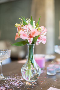 Close-up of flower vase on table