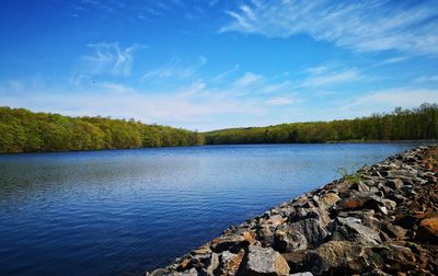 Scenic view of lake against sky