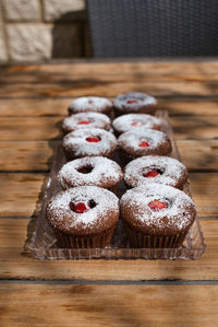 Full frame shot of cupcakes on table