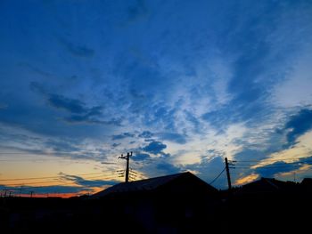 Low angle view of silhouette buildings against sky during sunset