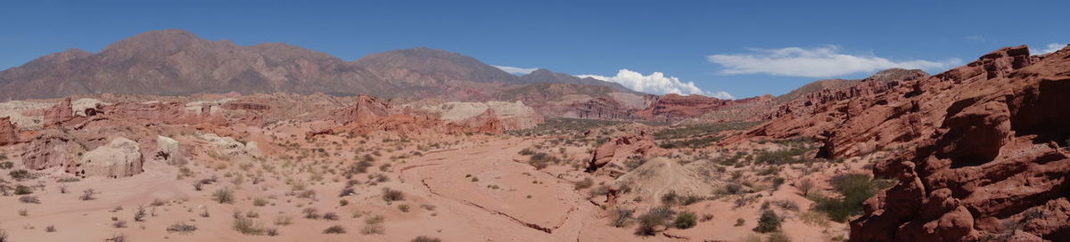 Panoramic view of landscape and mountains against sky