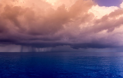 Scenic view of sea against dramatic sky