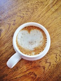 High angle view of coffee on table