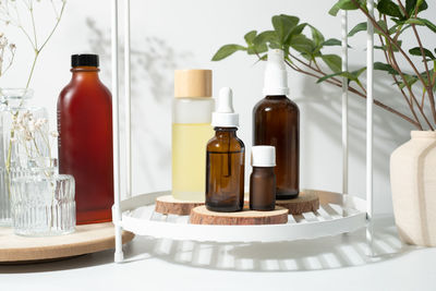 Close-up of bottles on table