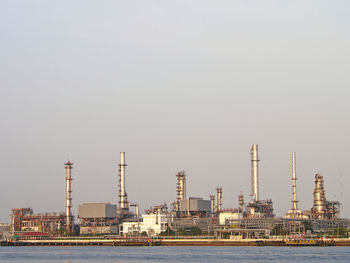 Group of refinery tower plant  in cloudy day and sunlight