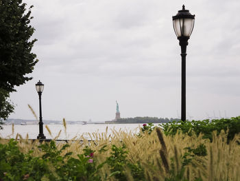 View from battery park towards statue of liberty