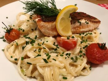 Close-up of meal served in plate