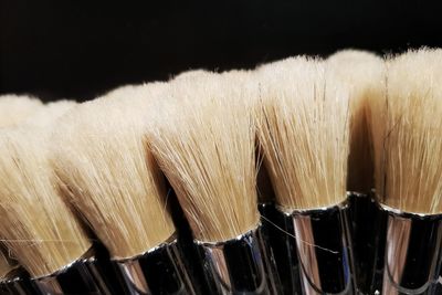 Close-up of paintbrushes against black background