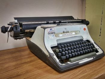 High angle view of computer keyboard on table