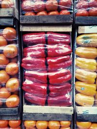 Close-up of sausages in market