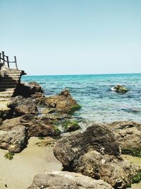 Scenic view of sea against clear sky