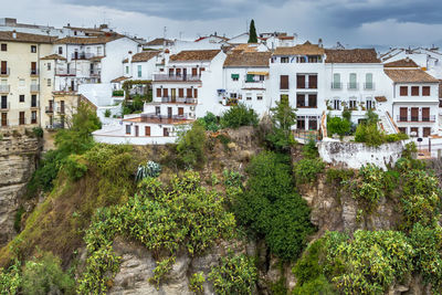 View of the ronda with houses on the edge of the canyon, spain