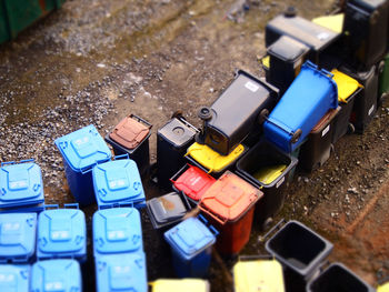 High angle view of toy car