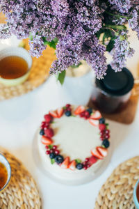 High angle view of food on table