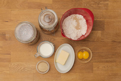 High angle view of drink on table