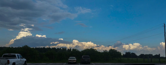 View of road against blue sky