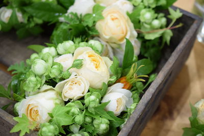 High angle view of rose bouquet