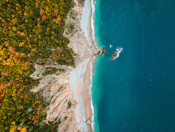 Aerial view of cape smokey during autumn, cape breton island, nova scotia, canada