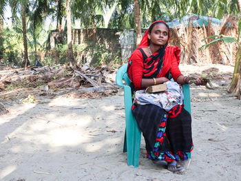 Portrait of female fortune teller at village in bangladesh.