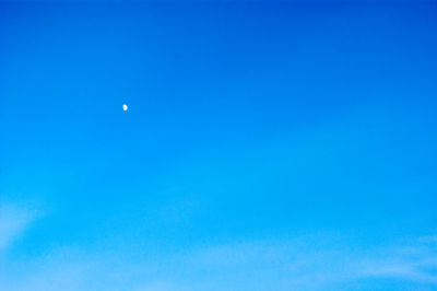 Low angle view of moon in blue sky