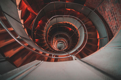 Directly below shot of spiral staircase