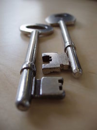 Close-up of keys on table