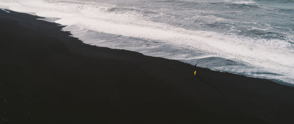 Aerial view of man standing on beach