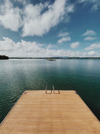 Pier by sea against sky