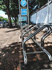 Empty road sign on footpath
