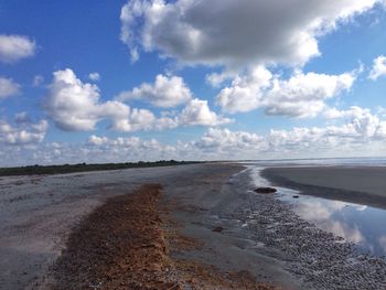 Scenic view of sea against cloudy sky