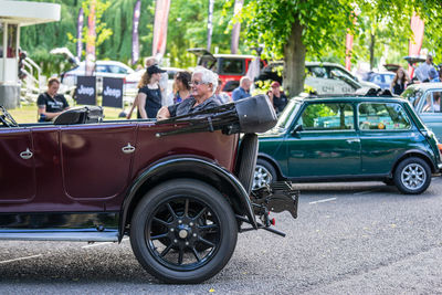 Vintage car on street in city