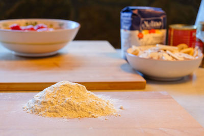 Close-up of food served on table