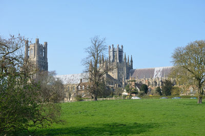 Panoramic view of historic building against clear sky