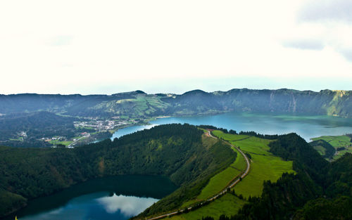 View of the blue lake and lake santiago