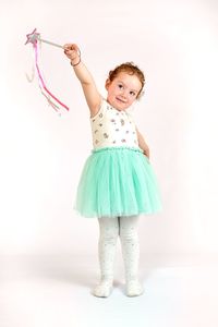 Girl looking at white background