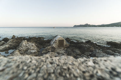 Scenic view of sea against clear sky