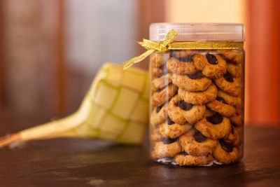 Close-up of cookies on table