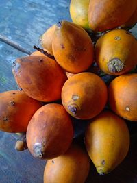 High angle view of oranges on table