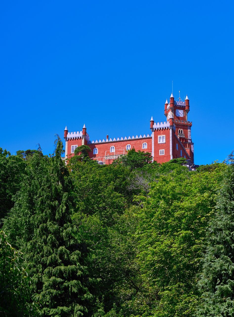 LOW ANGLE VIEW OF BUILDINGS AGAINST BLUE SKY