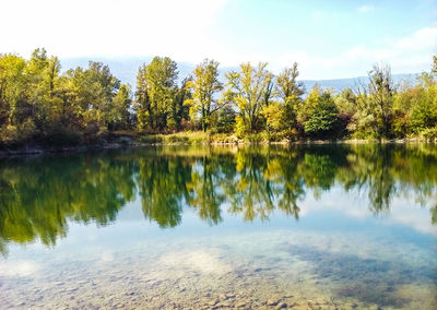 Scenic view of lake against sky