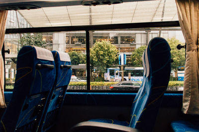 Woman sitting in train