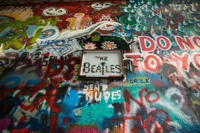 Close-up of graffiti on wall