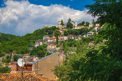 High angle view of townscape against sky